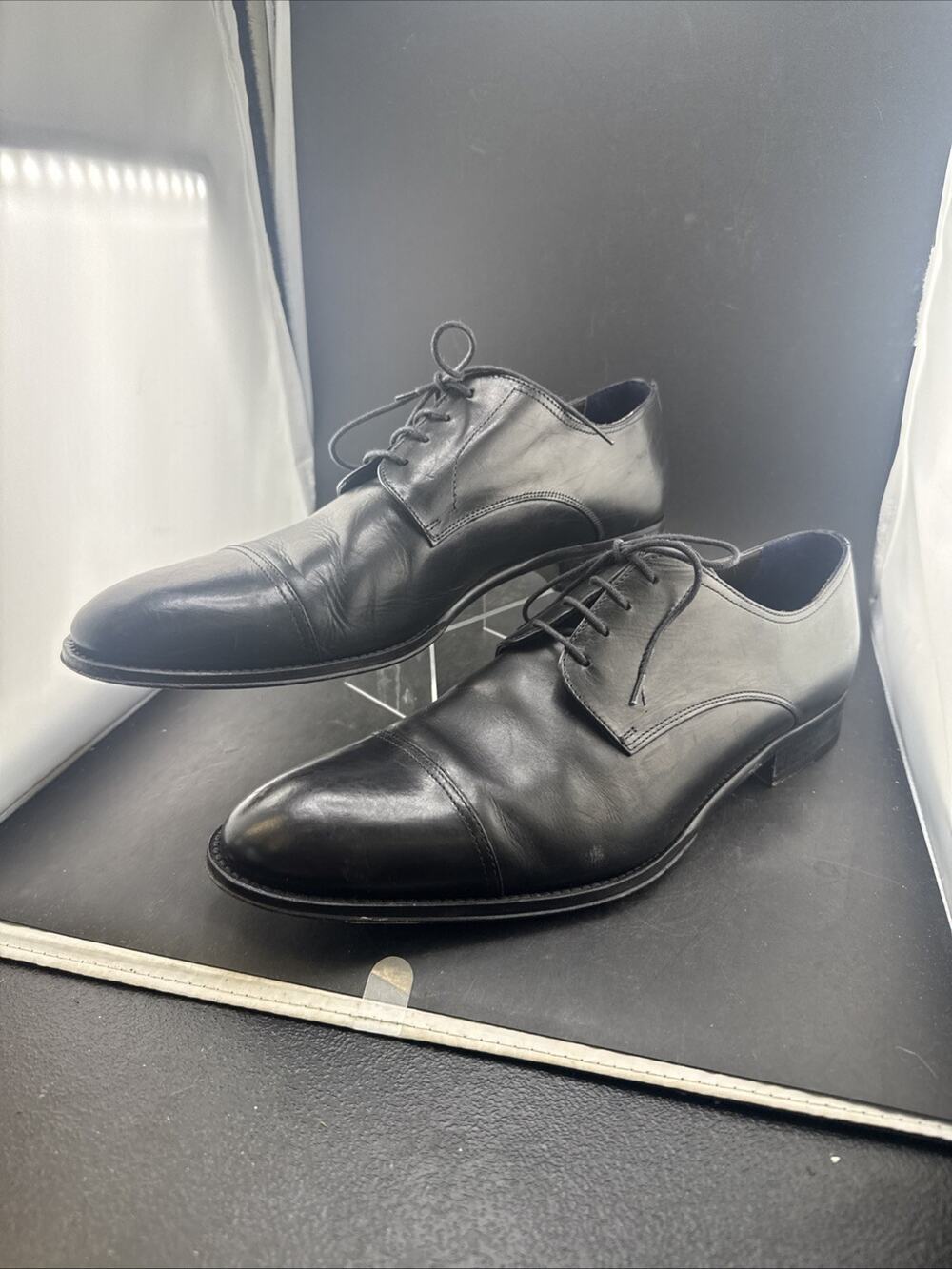 Suitsupply Black Leather Cap Toe Derby Dress Shoes Men’s 43 US 10 UK 9 Italy